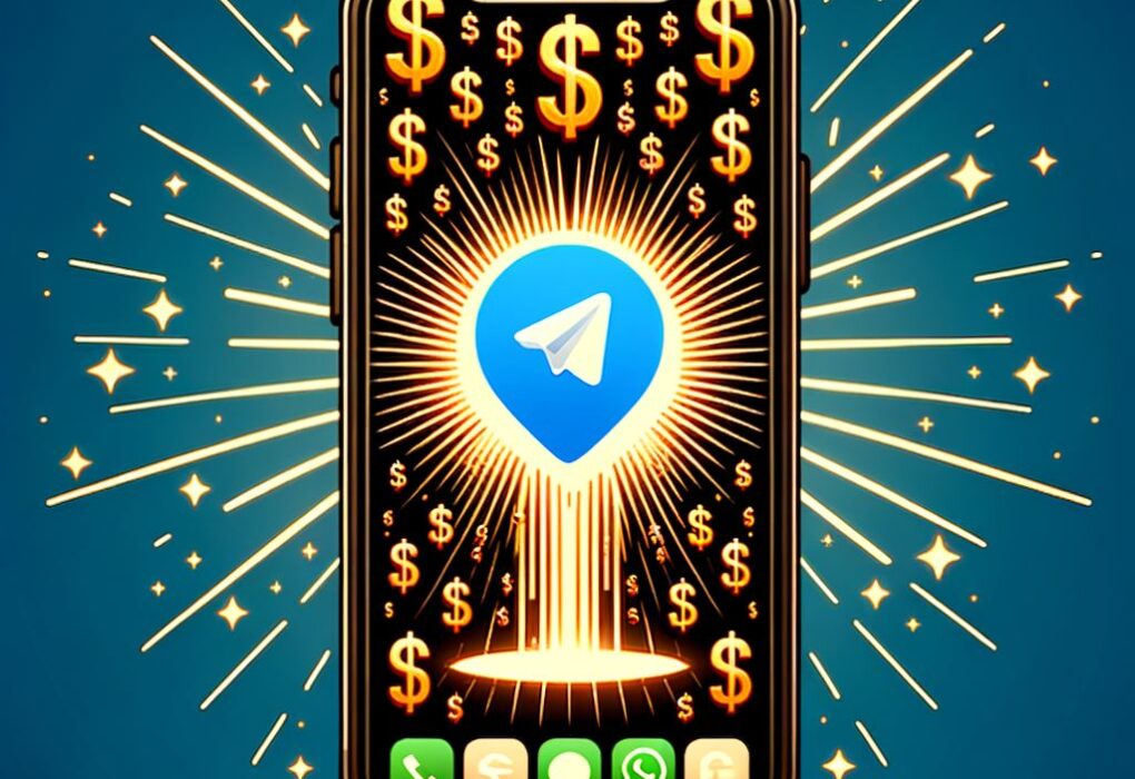 Top Telegram Casinos for Crypto Betting in 2025 iphone screen showing telegram betting service with telegram icon and dollar signs in the background